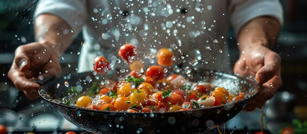 Šéfkuchár pripravuje jedlo